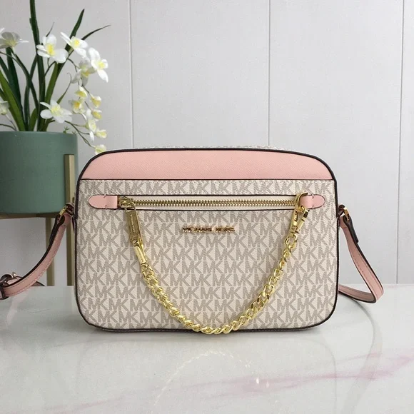 Michael Kors Jet Set Vanilla Blush Zip Crossbody Bag - Picture 1 of 8